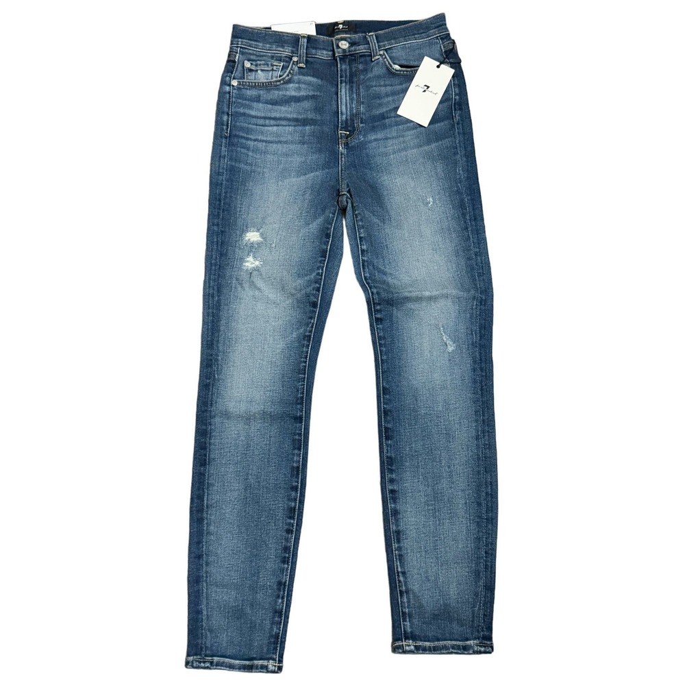 NWT 7 For All Mankind High Waist Ankle Skinny Jeans Blue Women's Size 27 - Picture 1 of 8